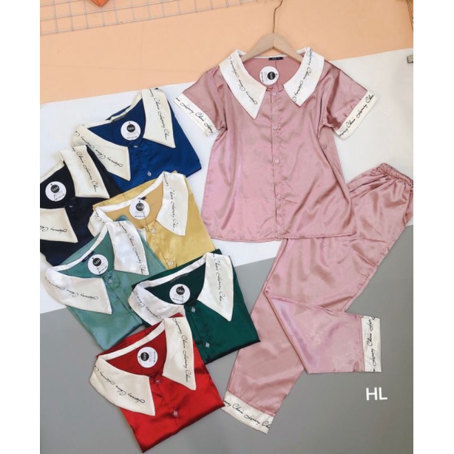Bộ đồ ngủ pijama lụa satin ,đồ mặc ở nhà cộc tay quần dài cổ lá tiểu thư xinh xắn ,mềm mịn | BigBuy360 - bigbuy360.vn