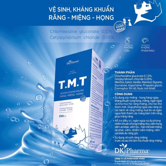 Nước Súc Họng T.M.T - Giúp vệ sinh răng miệng, làm dịu sưng, viêm, nhiệt miệng, khử mùi hôi (Chai 250ml)