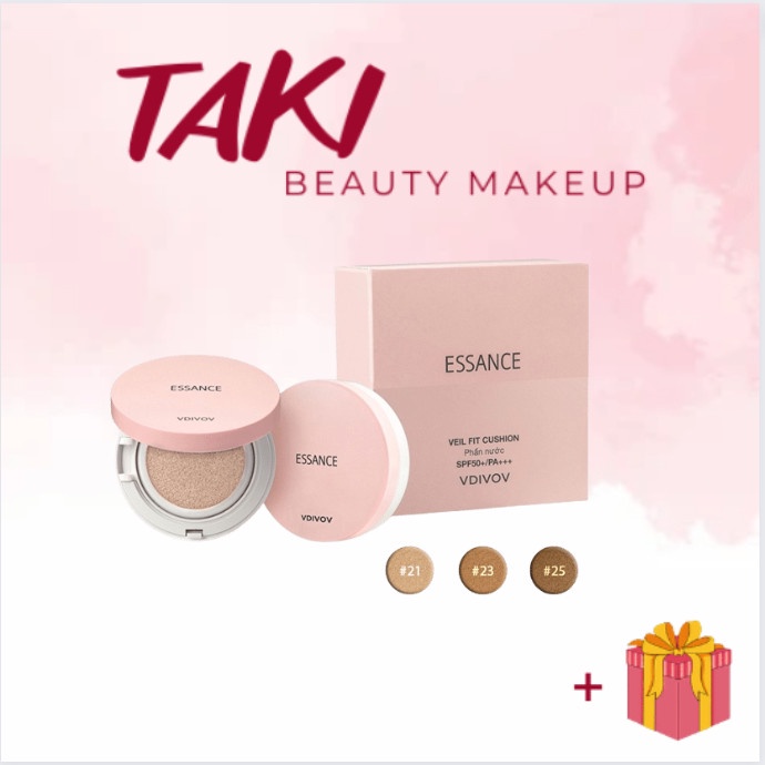 Phấn Nước Mịn Lì Mờ Khuyết Điểm Essance Veil Fit Cushion Spf50+ Pa+++ 15G [21 Sand Ivory- 23 Deep Ivory]