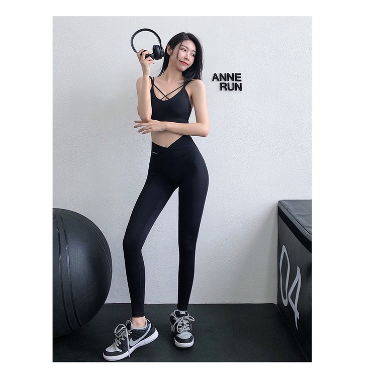 Quần dài ANRAN bó sát lưng cao co giãn tốt dành cho tập yoga chạy bộ