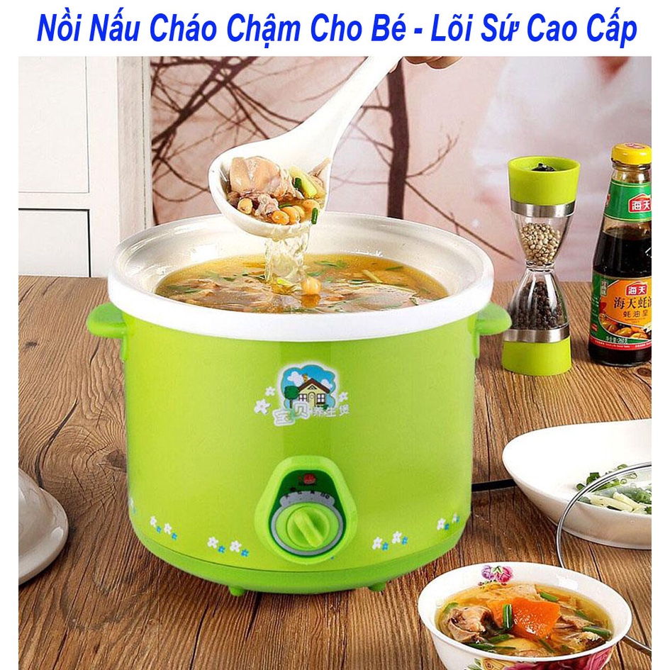 Nồi nấu chậm đa năng - Nồi tiềm - Nồi nấu thức ăn chậm, nấu cháo ăn dặm cho bé 1.5L - Nồi nấu cháo, kho cá, hầm xương