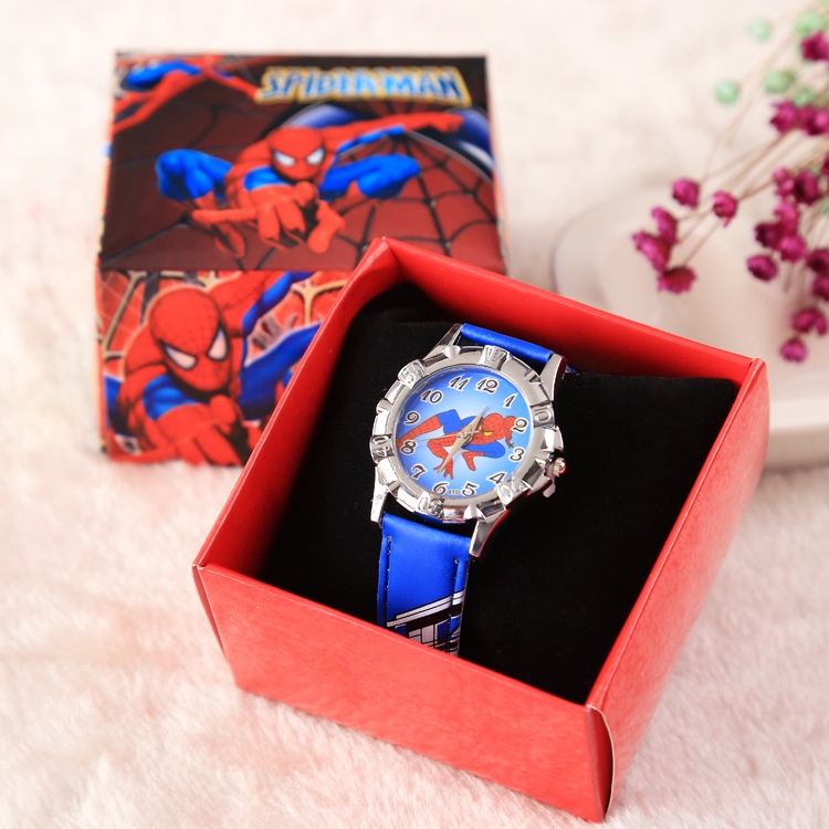 DISNEY Đồng Hồ Đeo Tay Hình Người Nhện Marvel Dây silicone Cho Bé