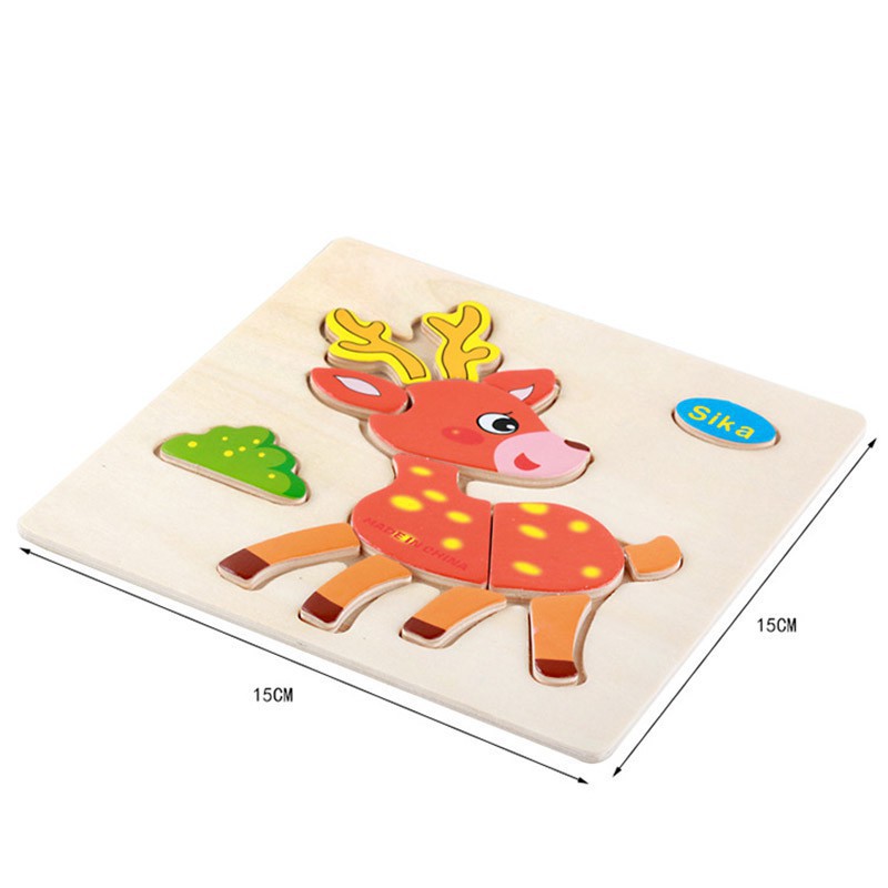 Đồ chơi ghép hình động vật hoạt hình 3D bằng gỗ hỗ trợ giáo dục sớm cho trẻ