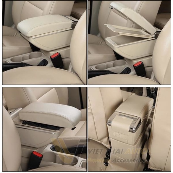 Hộp tỳ tay theo xe Ertiga màu đen chỉ đỏ có cổng cắm USB tiện lợi