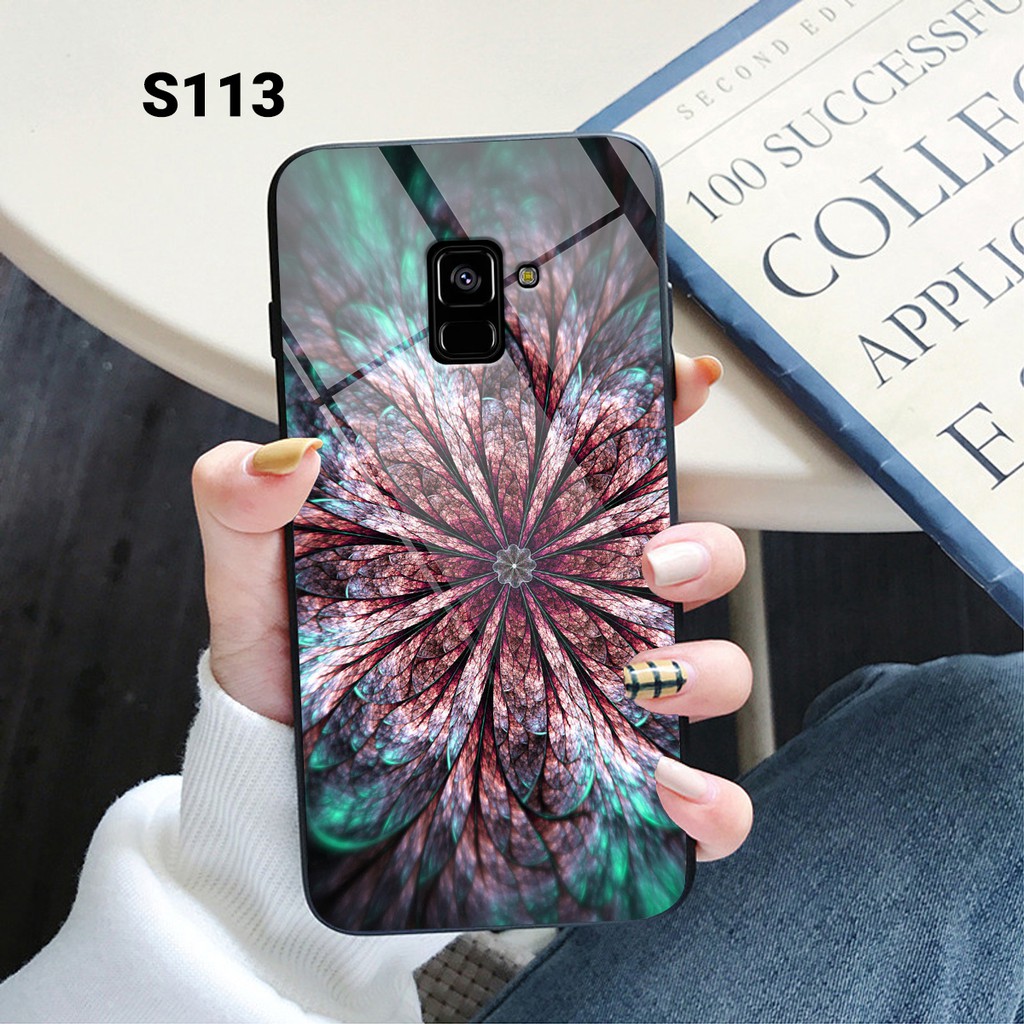 [SIÊU HOT] Ốp lưng kính cường lực Samsung A6/ A6 Plus/ A8/ A8 Plus in hình họa tiết hoa sang trọng