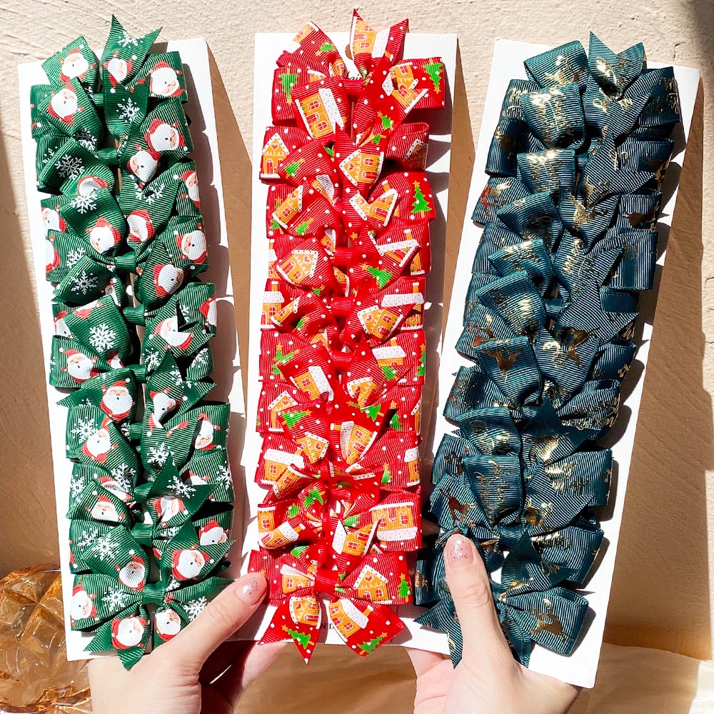 RainBow Bows Set 10 Kẹp Tóc Hình Người Tuyết Dễ Thương Cho Bé Gái
