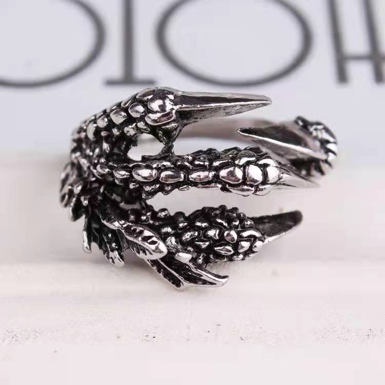 Nhẫn Hở Hình Móng Vuốt Rồng Bằng Thép Không Gỉ Phong Cách Punk Dành Cho Nam