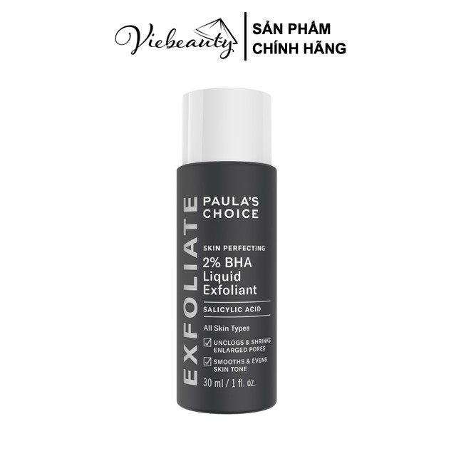 Tẩy Da Chết Hóa Học BHA Paula Choice BHA 2 Paula s Choice Skin Perfecting Liquid Exfoliant 30ml Và 118ml - Khongcoson | BigBuy360 - bigbuy360.vn