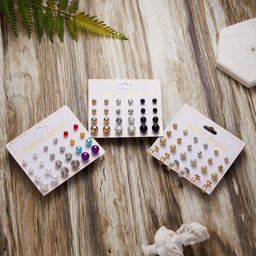 MXGOODS Khuyên Tai Dạng Hạt Mặt Hình Ngôi Sao Trái Tim Kèm Thẻ Mini