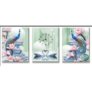 Tranh đính đá ĐỒNG HỒ -CHIM CÔNG Y8187 KT:150×70CM
