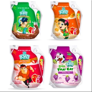 Bịch 110ml sữa trái cây kun đủ vị nho, dâu, cam, ổi, socola