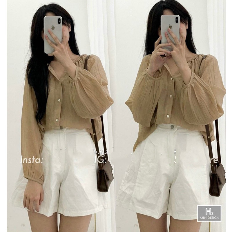 Áo Sơ Mi Cổ Tròn Voan Tơ Hàng Quảng Châu AP012-Violet