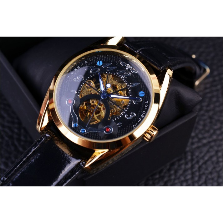 Đồng hồ cơ nam Winner H119M lộ máy dây da