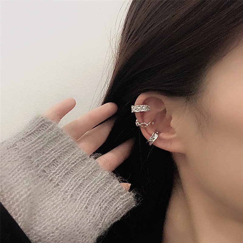 Set khuyên kẹp vành tai kim loại thiết kế đơn giản cá tính hợp thời trang không cần xỏ lỗ