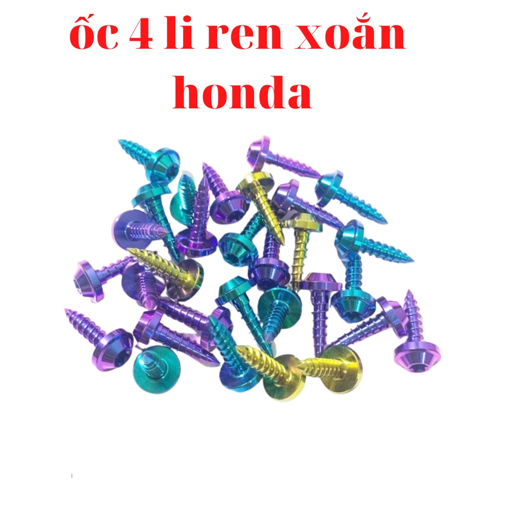 Ốc titan 4li gr5 ren xoắn lắp dàn áo xe honda như winner, sh, ab, vision ,lead ....