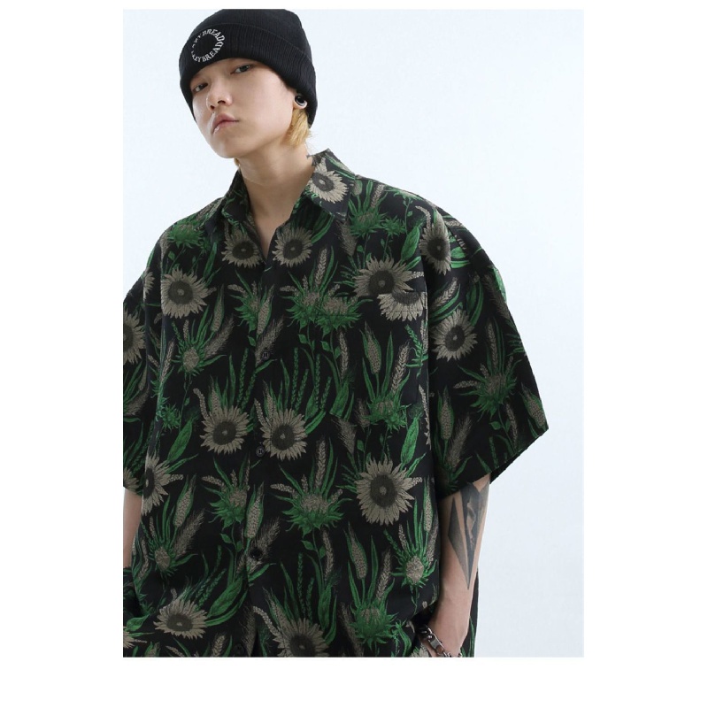 Áo Sơ Mi Tay Ngắn Họa Tiết Cỏ Đuôi Chó Thời Trang Mùa Hè Mới Cho Nam Nữ