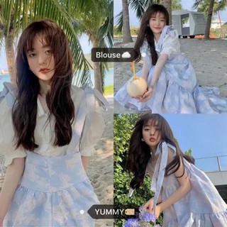Đầm 2 dây phối xanh đuôi cá dáng rộng dễ thương Ulzzang kèm ảnh thật