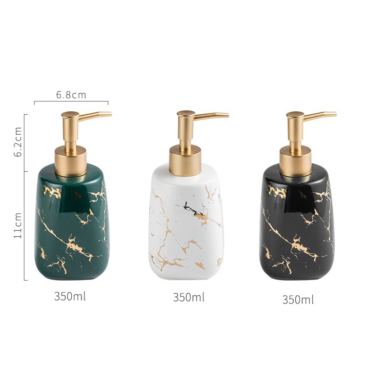 Bình Sứ Đựng Nước Rửa Tay, Chai Đựng Dầu Gội Sữa Tắm Gốm Sứ Cao Cấp 350ml Decor Nhà Tắm Khách Sạn Sang Trọng