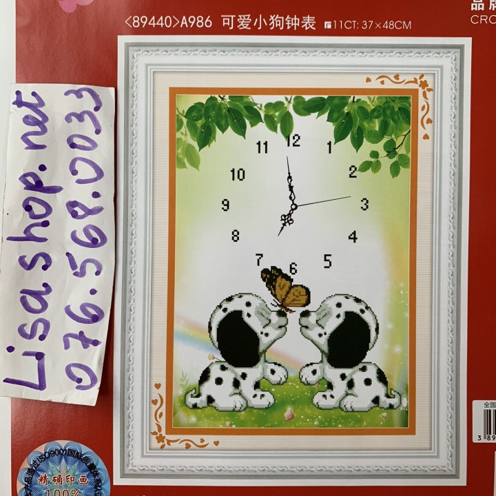 Tranh thêu chữ thập CON CHÓ 37x48cm chưa thêu a986