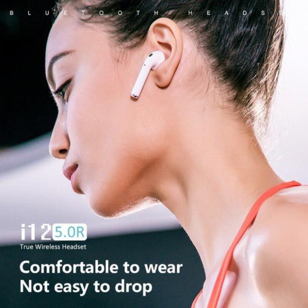 Tai Nghe Bluetooth 5.0 i12 TWS - Cảm Biến Vân Tay, Chất Âm Êm, Trong Trẻm Thời Lương Pin Tốt, Sang Trọng