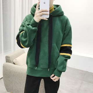 Áo hoodie đôi nam nữ kẻ tay có mũ