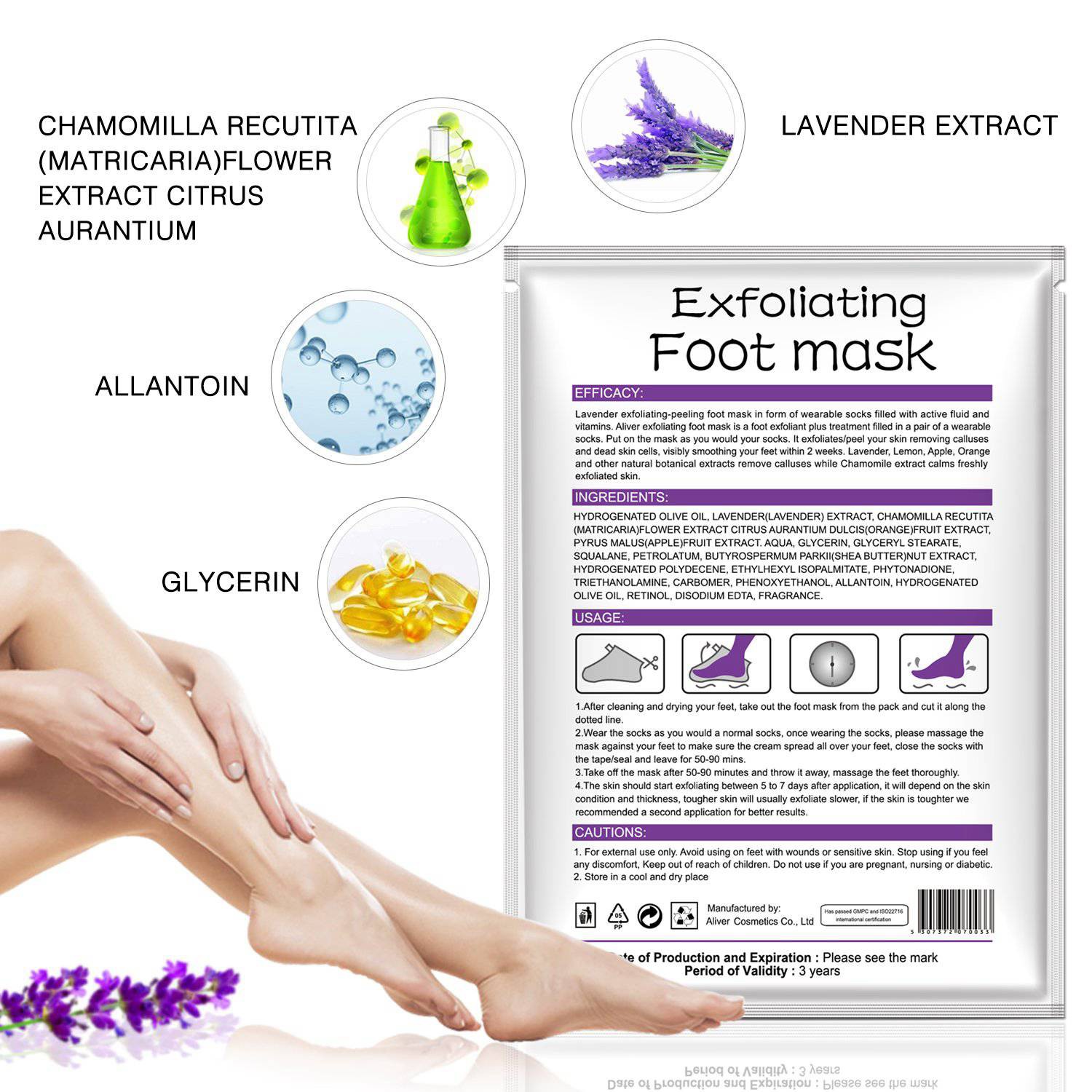 [On Sale]Aliver 2 Pcs Baby Foot Peel Mask ,Exfoliator Peel Off Calluses Dead Skin Callus Remover,Baby Soft Smooth Contact Feet