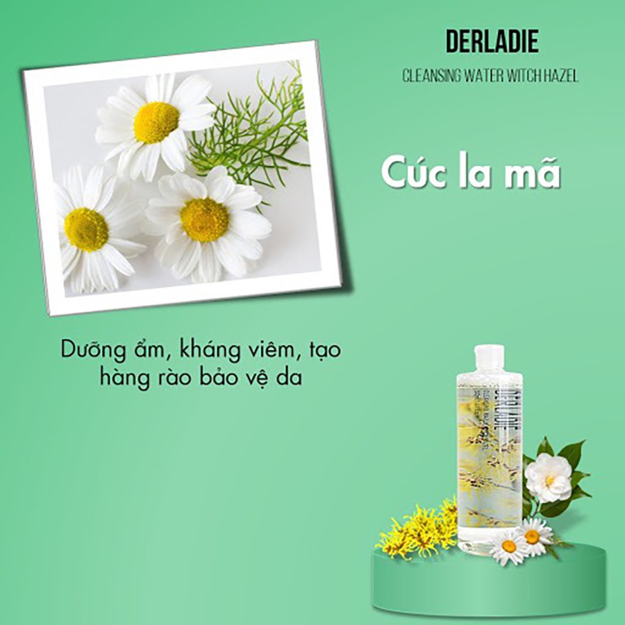 Nước hoa hồng làm sạch dưỡng ẩm dịu nhẹ chiết xuất cây phỉ derladie natural witch hazel toner 500ml - lamicare | BigBuy360 - bigbuy360.vn