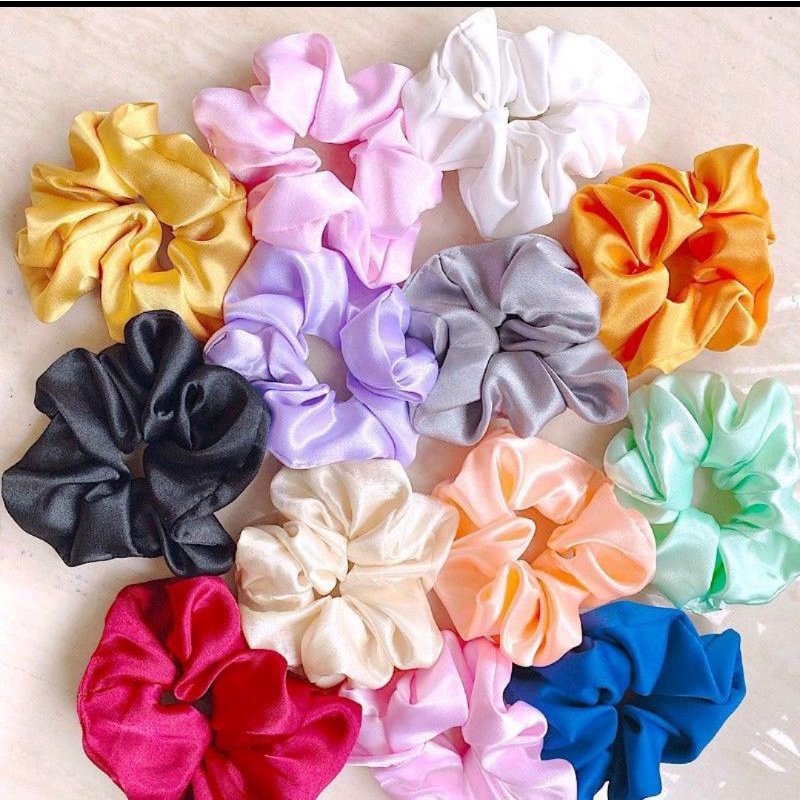 Set 100 dây cột tóc scrunchies phi bóng cho khách sỉ màu ngẫu nhiên