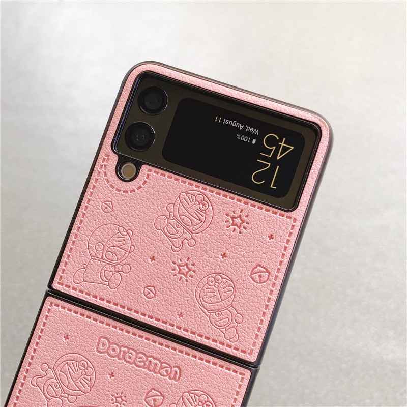 Ốp Điện Thoại Da PU Chống Sốc Hình Doraemon Dễ Thương Cho Samsung Galaxy Z Flip 4 3 2 1 Z Flip3 5G