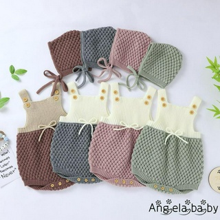 Bộ áo 2 dây liền thân + nón dệt kim thời trang 2020 xinh xắn cho bé sơ sinh