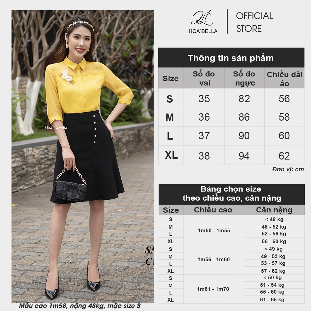 Áo Sơ Mi Nữ HOABELLA Chất Lụa Phối Voan Đính Hoa Sang Trọng (SM26)