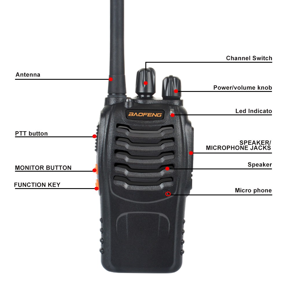 Bộ 2 Bộ Đàm Baofeng Walkie Talkies Hai Chiều Cổng Usb 888h Bf-888H