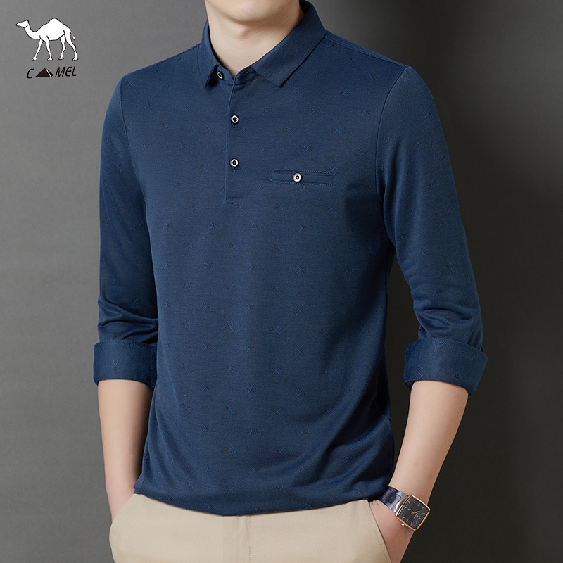 Áo thun POLO tay dài cổ bẻ chất liệu cotton 3 màu sắc thời trang cho nam giới