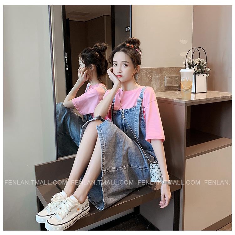 Đầm Yếm Denim Dáng Rộng Phong Cách Mori Hàn Quốc Thời Trang Mùa Hè Mới Cho Nữ