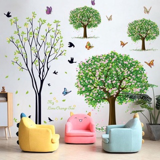 Decal dán tường cây chim én và ba cây xanh