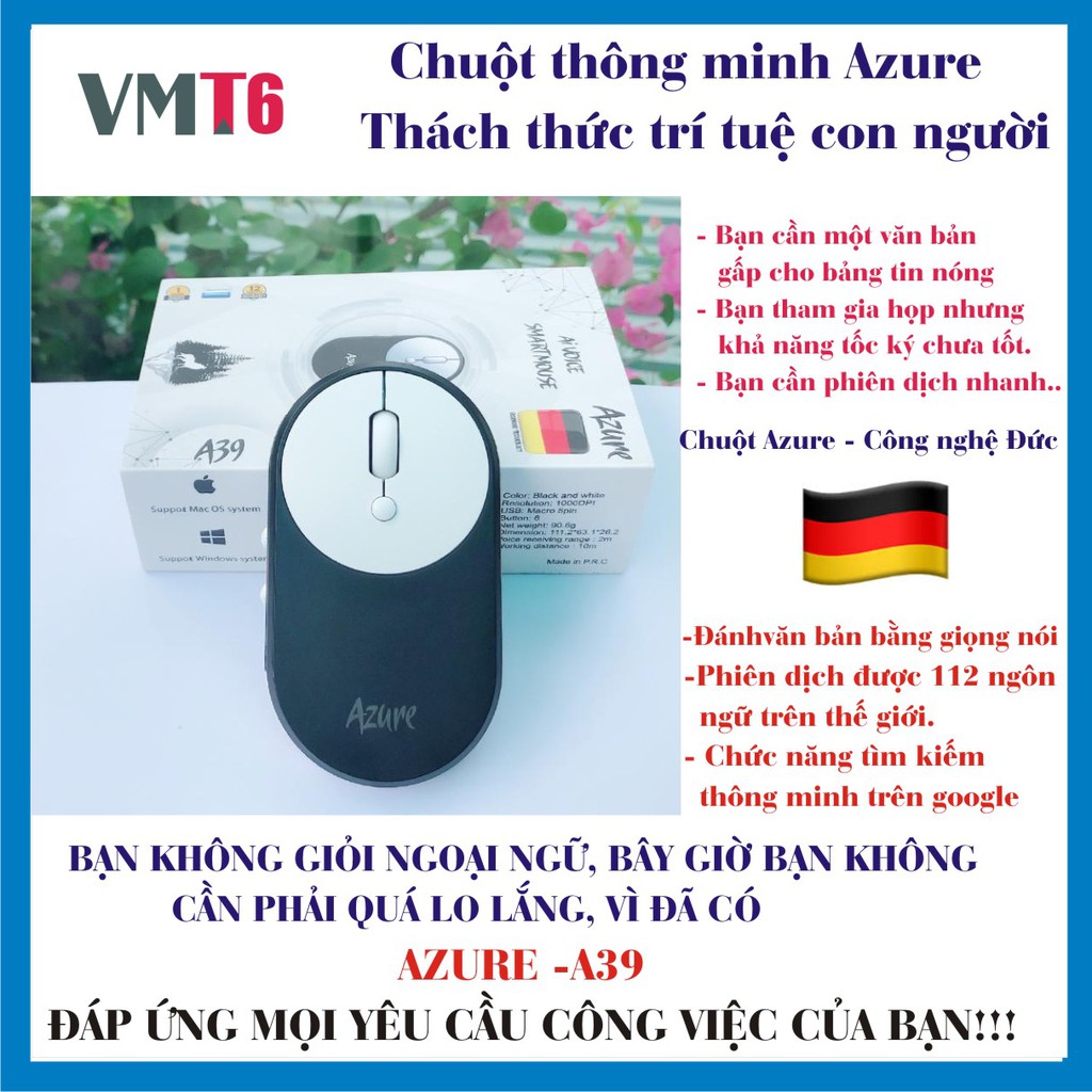 Chuột thông minh Azure A39 - Đánh văn bản bằng giọng nói - Phiên dịch ngôn ngữ theo khẩu lệnh !!