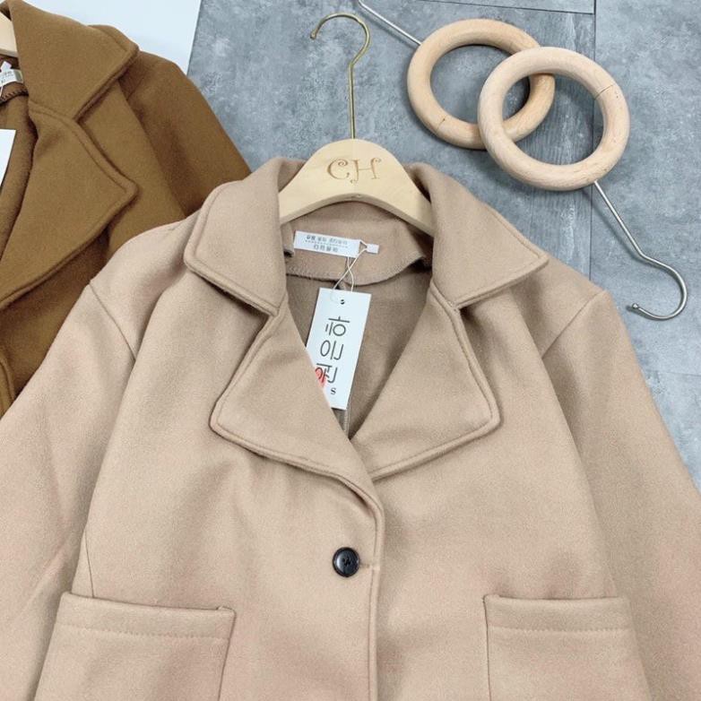 Áo khoác dạ cổ vét 2 túi ốp. | BigBuy360 - bigbuy360.vn