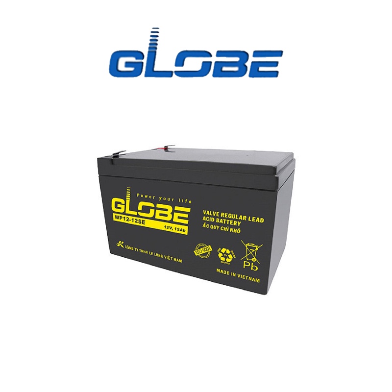 Ắc Quy GLOBE 12V 12Ah WP12-12SE Cho UPS, Xe Điện, Cửa Cuốn