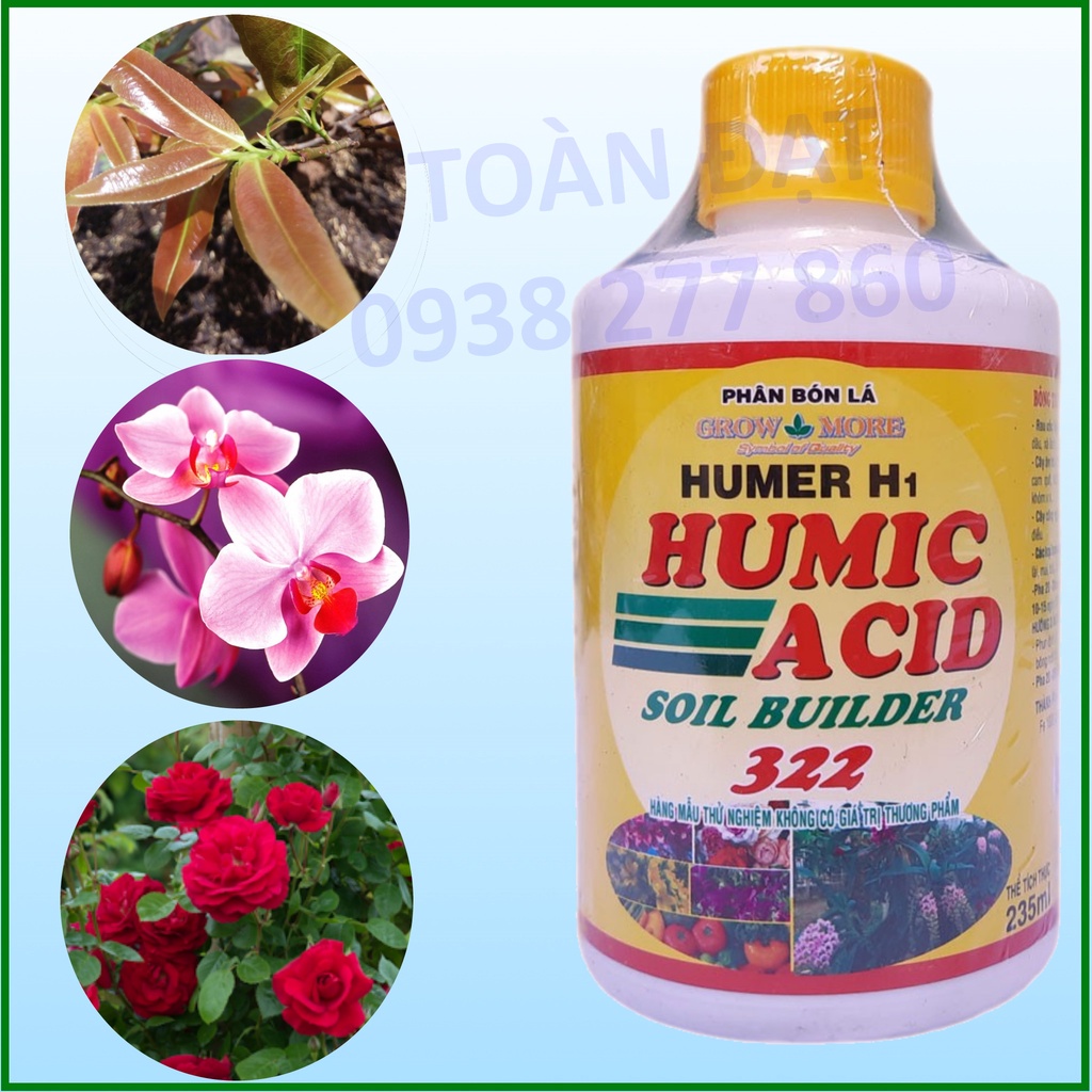 Acid Humic 322 235ml, Phân bón super humic, ra rễ mạnh - phát triển nhanh, tăng ra hoa đậu trái