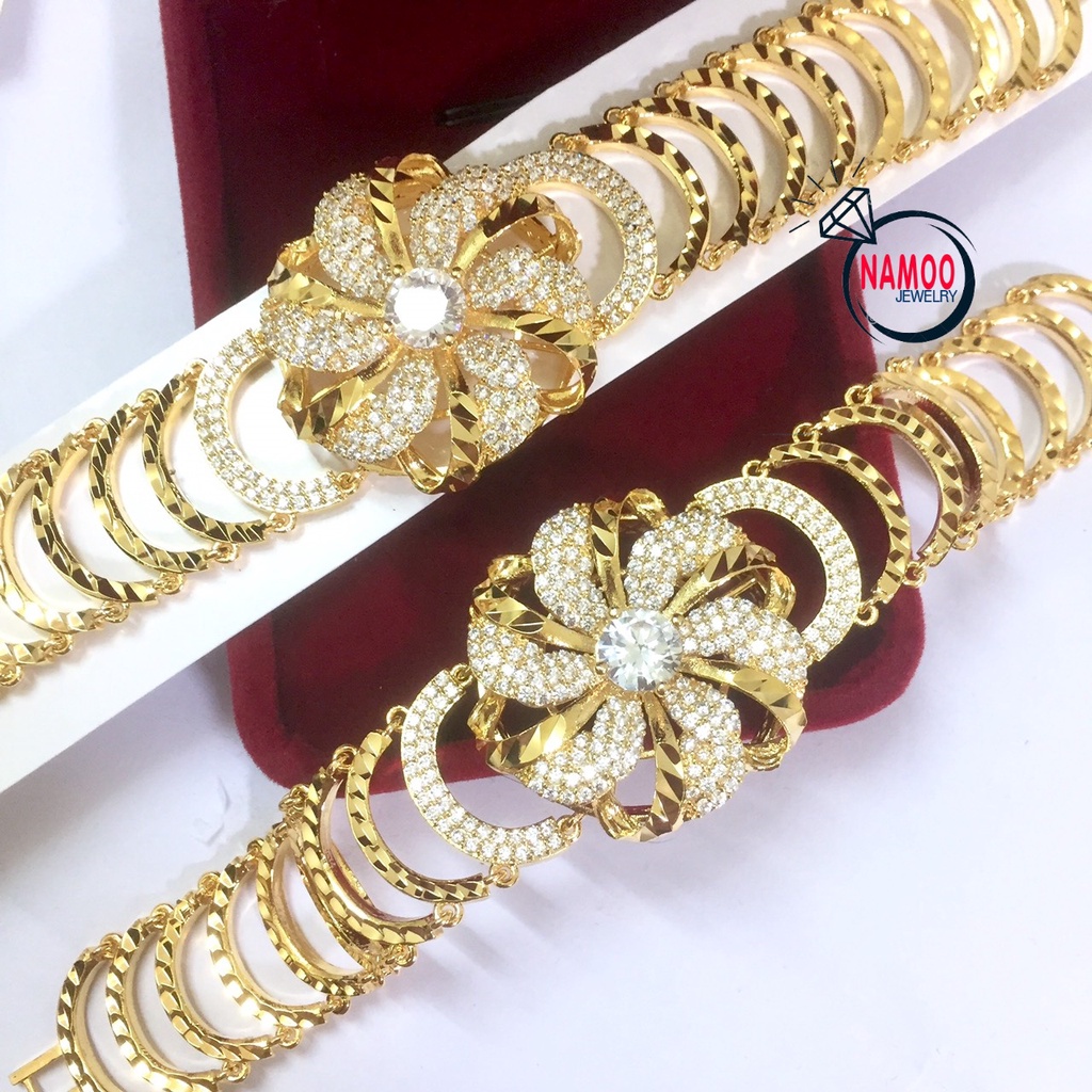 Lắc Tay Mạ Vàng Nữ L674 Dài Dây 17cm, Vòng Tay Nữ Đính Đá Namoo Jewelry