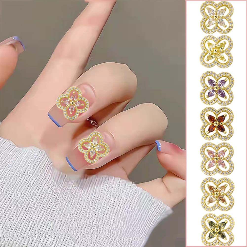 Phụ Kiện Trang Trí Móng Tay Hình Cỏ Bốn Lá Xinh Xắn|Phụ Kiện Trang Trí Móng Tay Nghệ Thuật Bằng Hợp Kim 3D Phong Cách Retro Nhật Bản