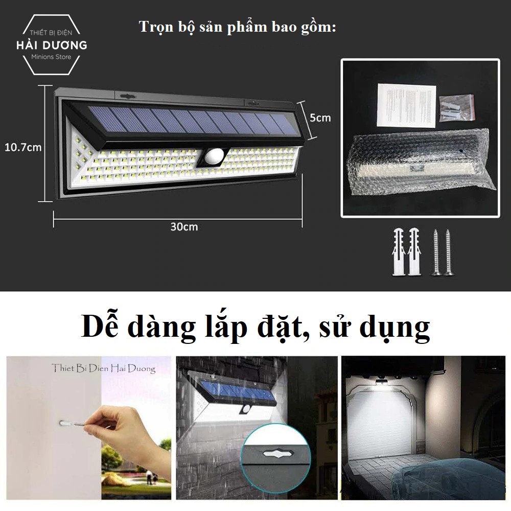 Đèn led cảm biến hồng ngoại năng lượng mặt trời 52/90/118 mắt led - 180 mắt COB - Có điều khiển