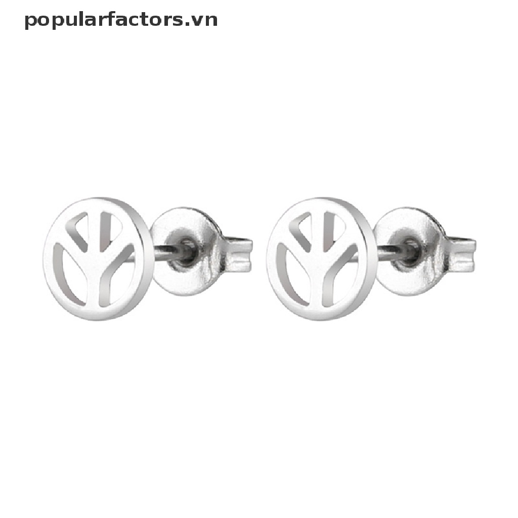 Bông Tai Biểu Tượng Hòa Bình Bằng Thép Không Gỉ Chống Thấm Nước Phong Cách Punk Đơn Giản Cho Nữ