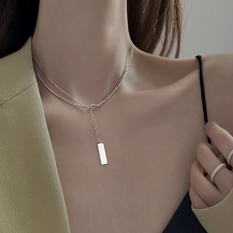 Phong cách đường phố Hip Hop Vòng cổ Hình vuông Mặt dây chuyền Chuỗi vòng cổ