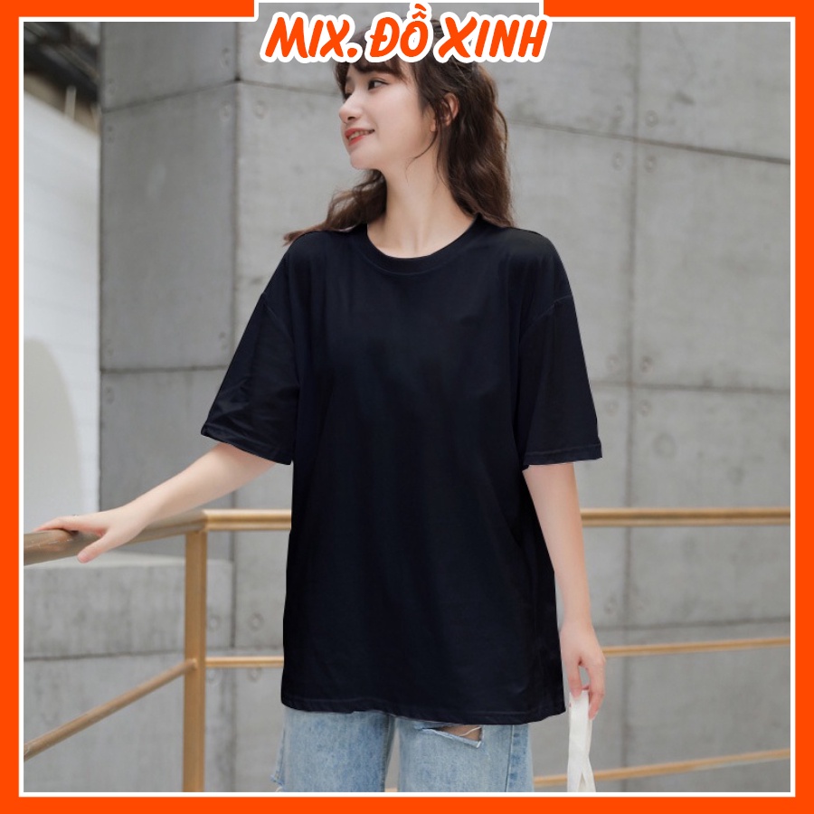 Áo thun trơn nam nữ form rộng tay lỡ, áo phông unisex Mix.Đồ Xinh, chất liệu thun Cotton mềm mát, nhiều màu sắc