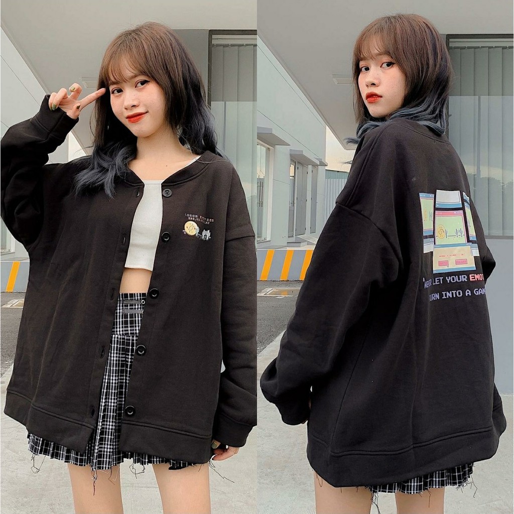 Áo Khoác Nỉ Bông CARDIGAN EMOTION GAME Form Rộng Ulzzang (3 Màu)