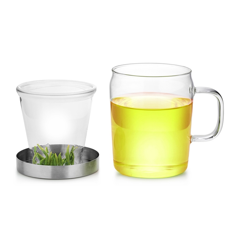 Ly lọc trà thủy tinh chịu nhiệt S010B 370ml / 500ml - Cốc trà thủy tinh có lọc trà chịu nóng lạnh Samahome Shop
