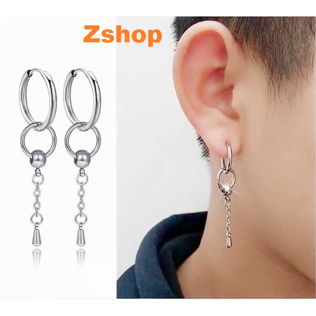 Khuyên tai hipster thép titan vòng tròn thả MID45