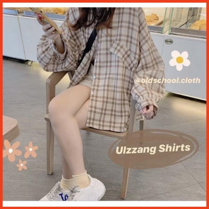 ÁO SƠ MI KẺ CARO ULZZANG / ÁO SƠ MI FORM RỘNG OVERSIZE HOT .