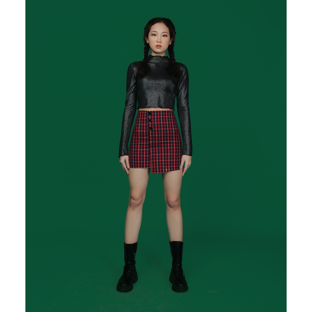 Chân váy caro vạt chéo phối khuy - VIDEO DALLA | BigBuy360 - bigbuy360.vn